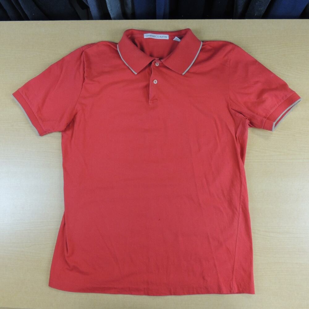 Gianfranco Ruffini Italy Collection Polo Shirt Mens Size L Red Short Sleeve